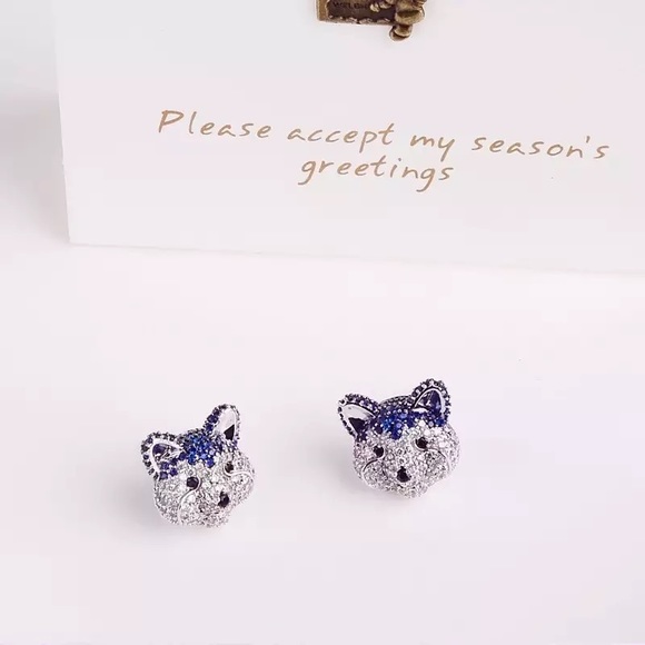 Pandora Cute Iced CZ Sparkling Diamond Cutie Dog Earrings - Picture 6 of 15